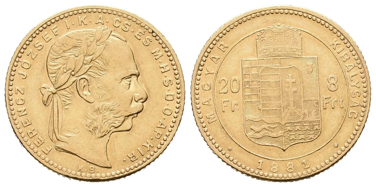 8 Zlatník / 20 Frank 1881 KB