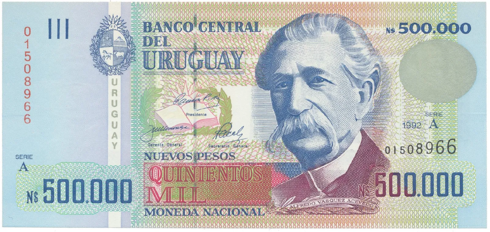 Uruguay, 500.000 Nuevos Pesos 1992, P.77