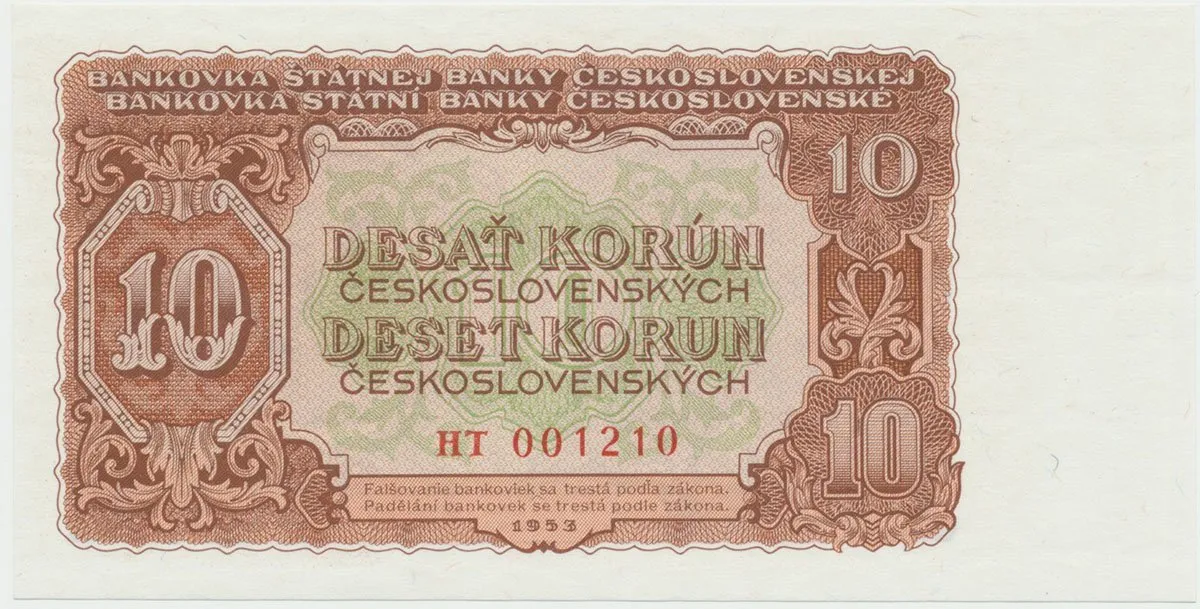 Československo, 10 Koruna 1953, tisk Praha, série HT, Hej.92b