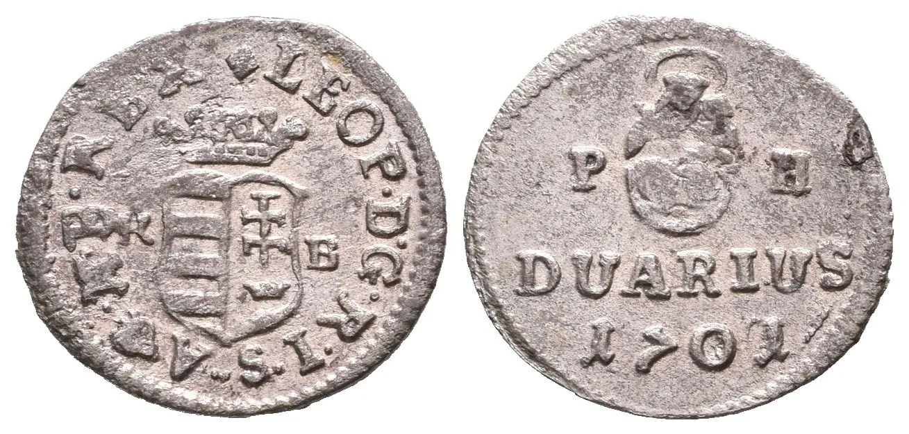 Duarius 1701 KB, Kremnica, Husz.1499, pěkná zachovalost, patina, zbytky lesku — 1