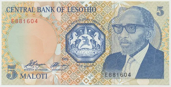 Lesotho, 5 Maloti 1989, P.10