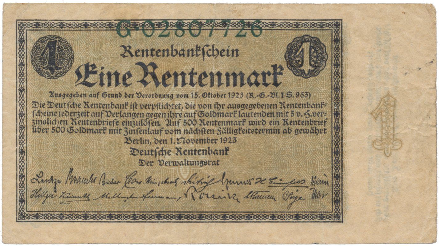 Německo, 1 Rentenmark 1923, Ros.154a