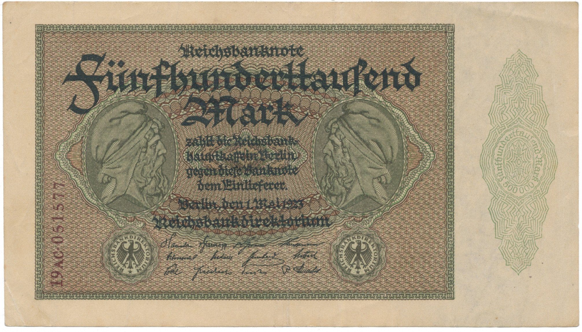 Německo, 500000 Mark 1923, Ro.87f