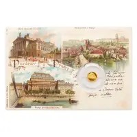 Zlatá mince Praha - dobová pohlednice - fotografie 6