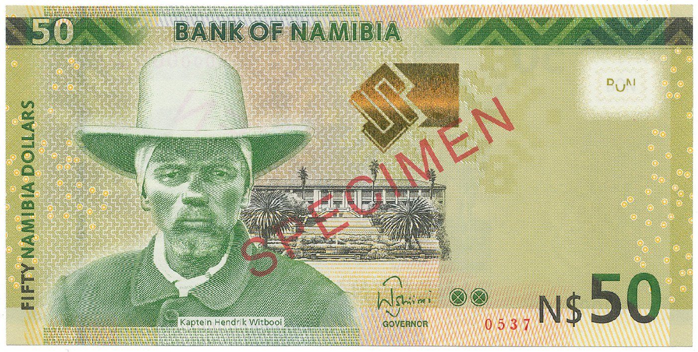 Namíbie, 50 Namibia Dollars 2012, bankovní vzor, S 00000000, přetisk SPECIMEN, P.13s