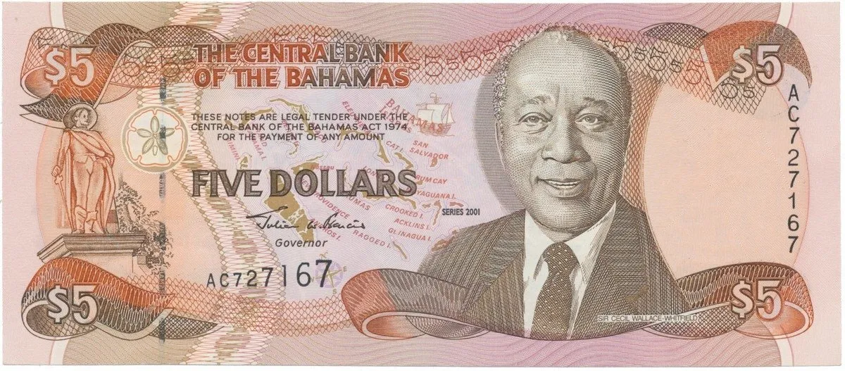 Bahamy, 5 Dollars 2001, P.63b