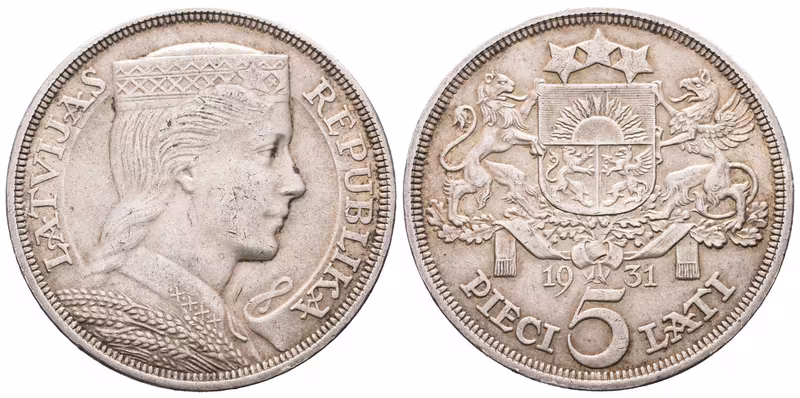 Lotyšsko, 5 Lats 1931