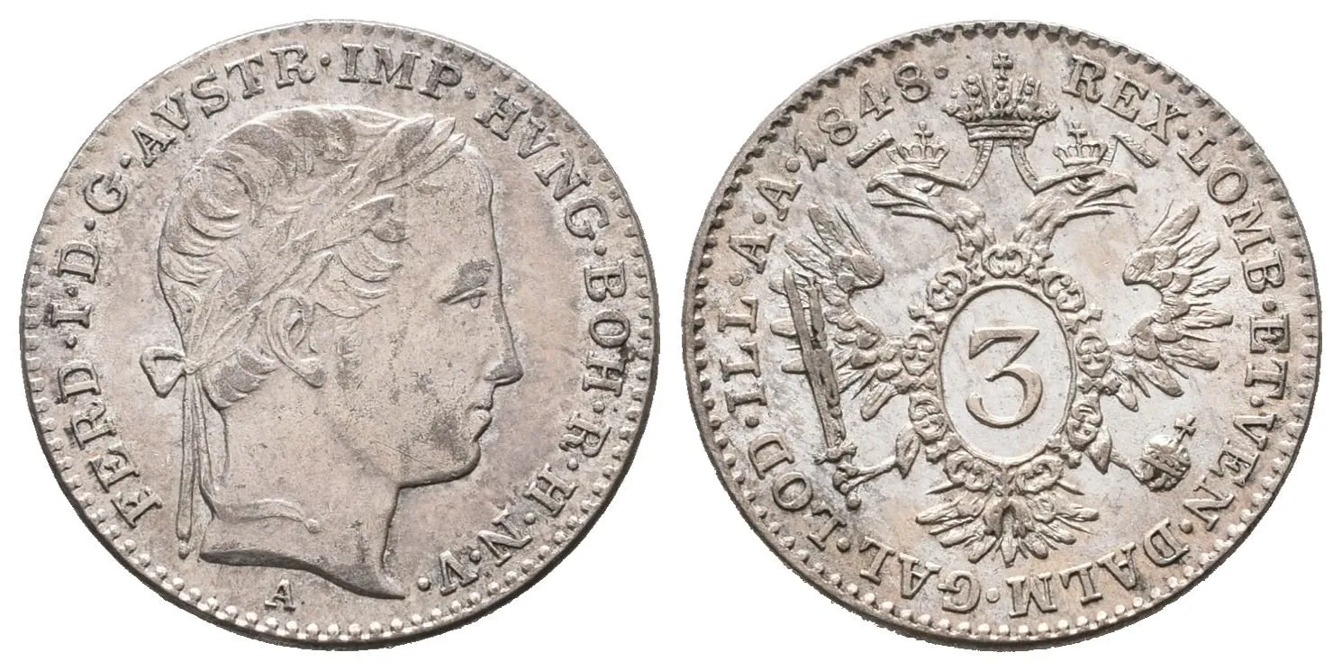 Ferdinand V., 3 Krejcar 1848 A, Vídeň