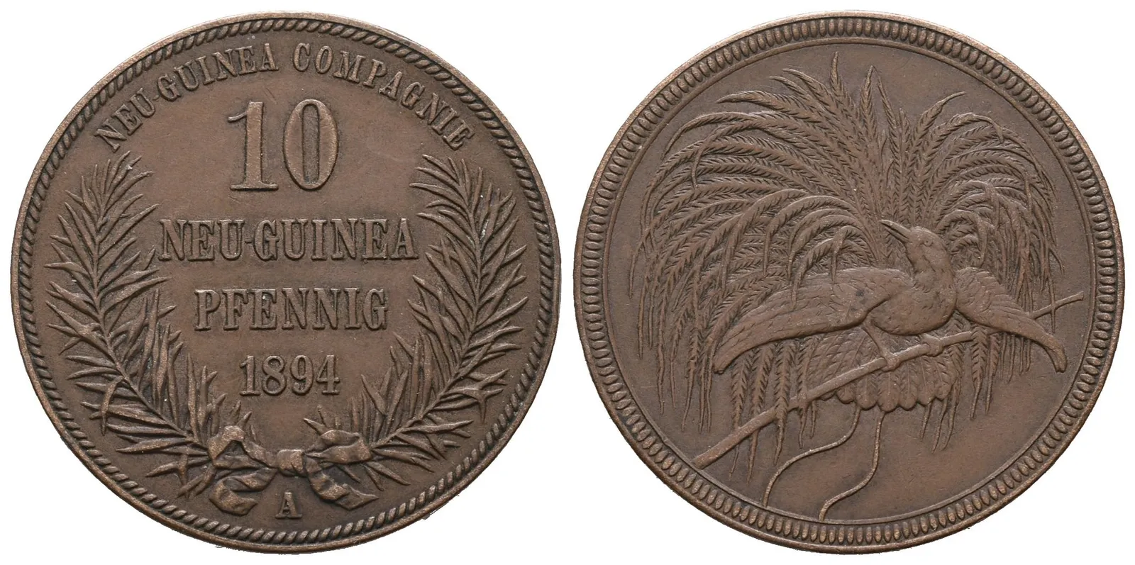 Německo kolonie, 10 Neu-Guinea Pfennig 1894 A