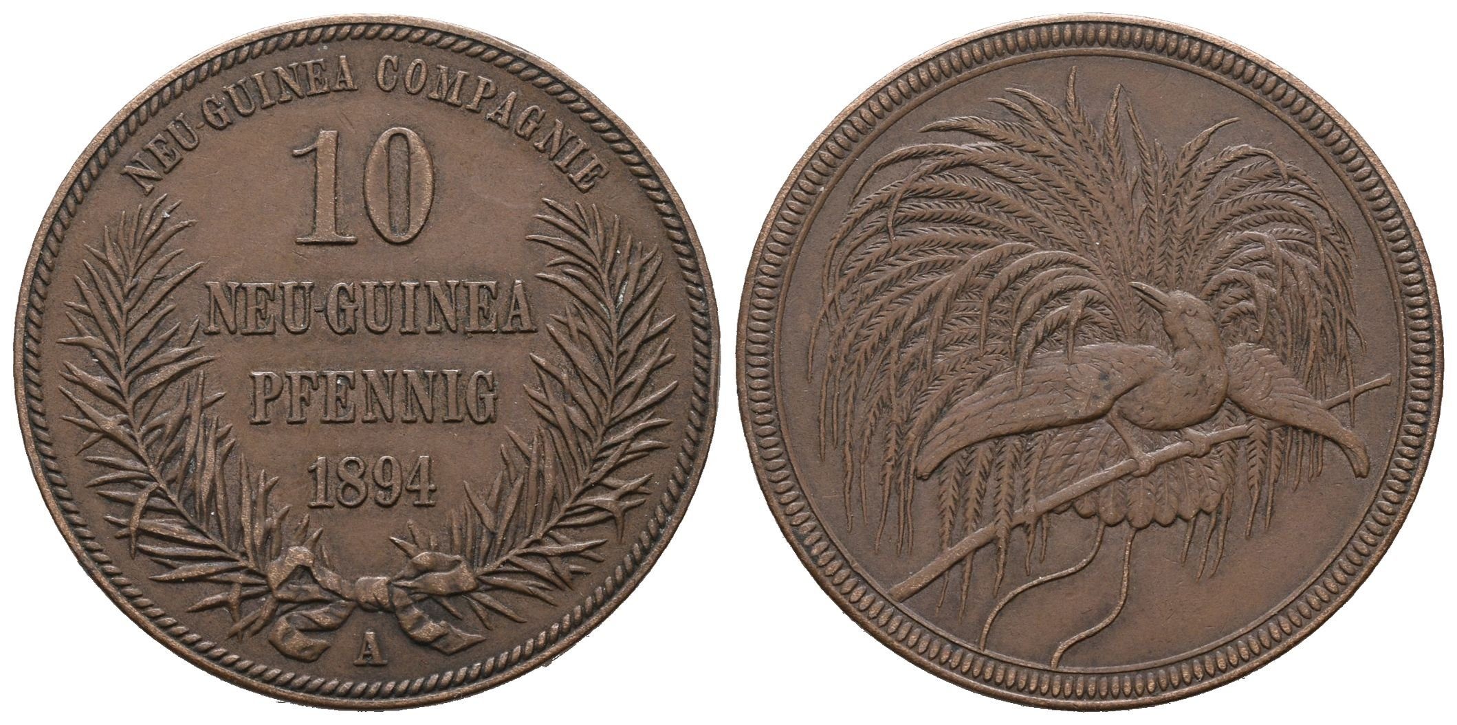 Německo kolonie, 10 Neu-Guinea Pfennig 1894 A