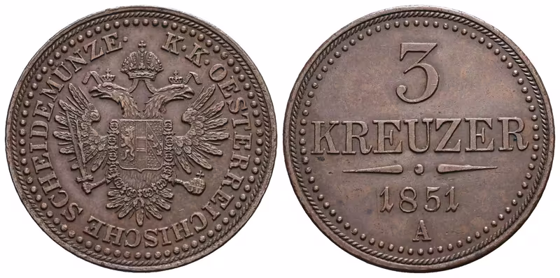 3 Krejcar 1851 A