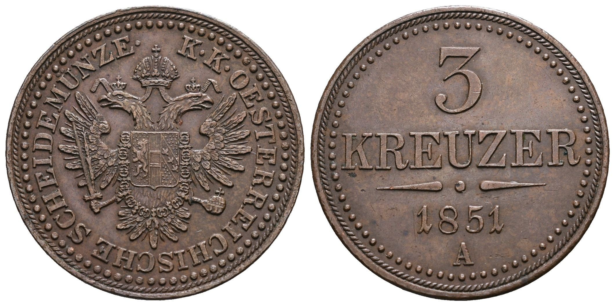 3 Krejcar 1851 A