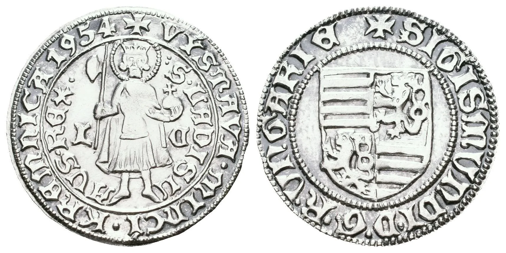 AR Žeton 1954 - Výstava mincí v Kremnici. Ag 21 mm (2,32 g) — 1
