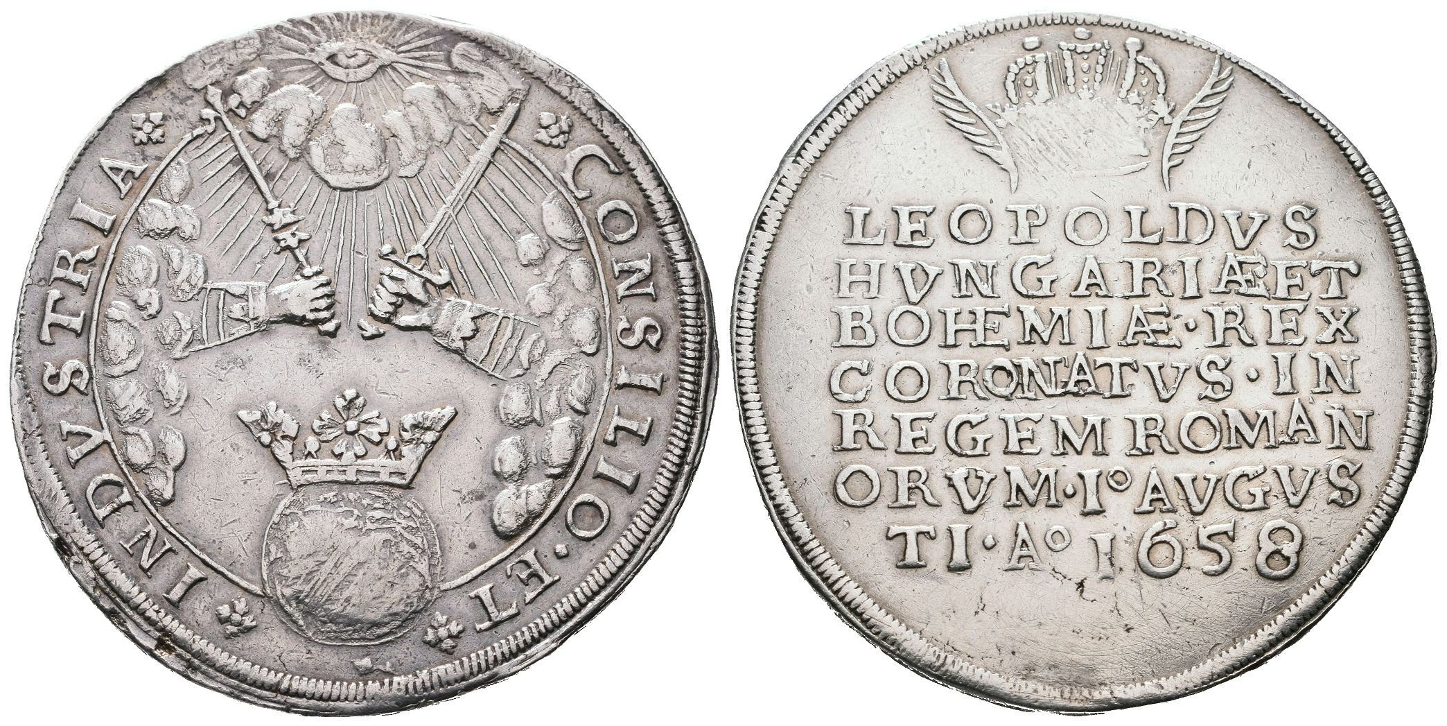 Leopold I., AR medaile 1658 - Korunovace na římského císaře