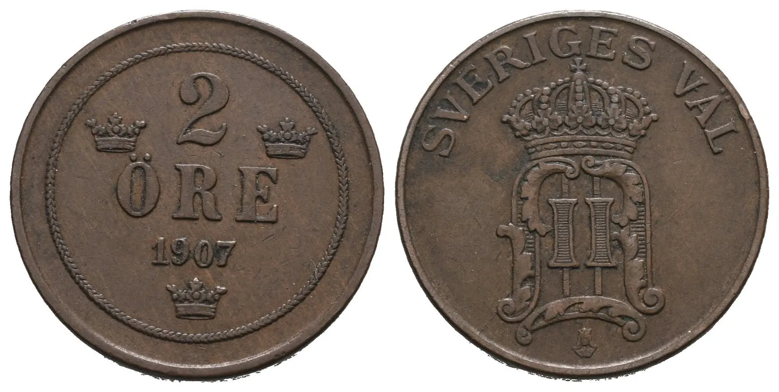 Švédsko, 2 Öre 1907