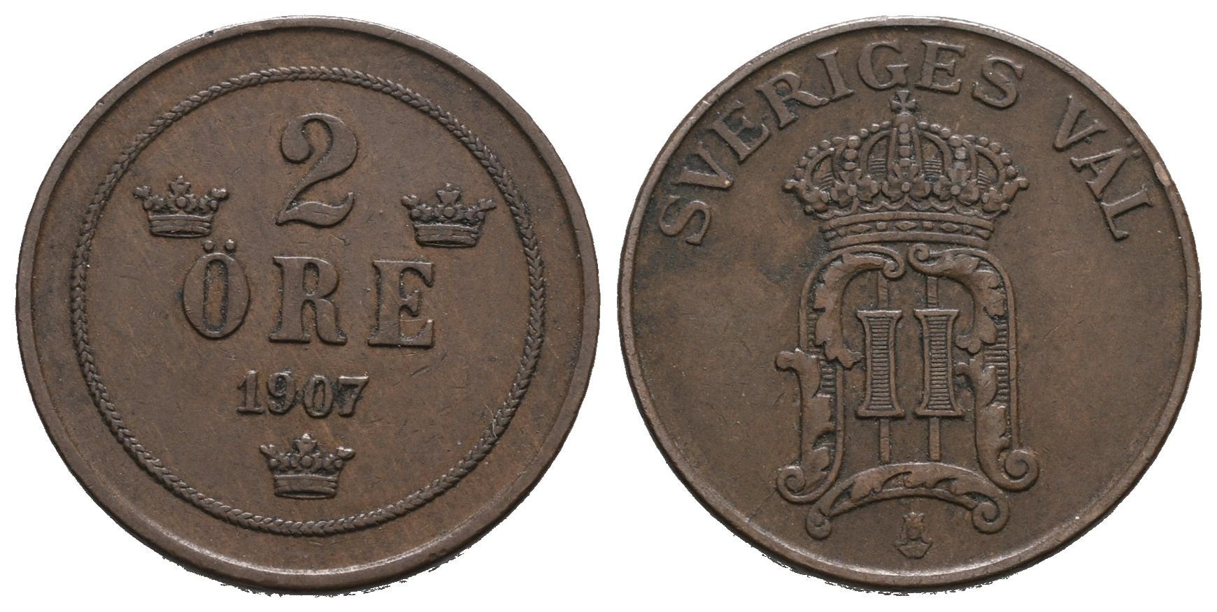 Švédsko, 2 Öre 1907