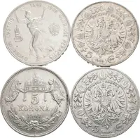 Soubor mincí - 5 Koruna 1909, typ Marschall, 5 Koruna 1909, typ Schwartz, — 1