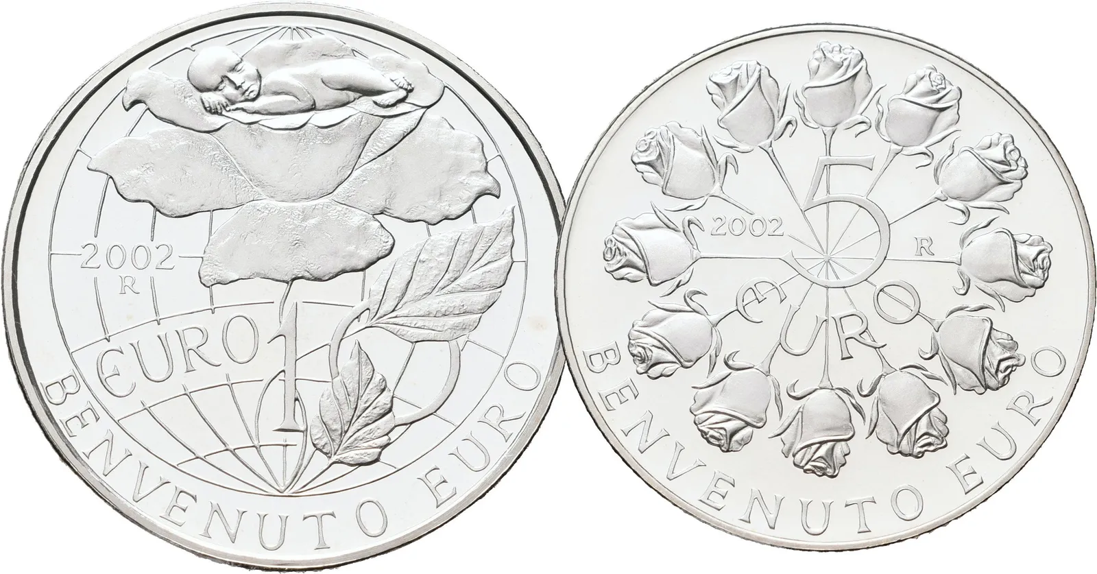 San Marino, Set stříbrných mincí 5 a 10 Euro 2002 PROOF