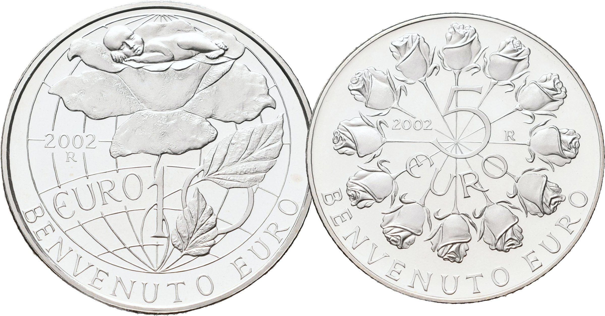 San Marino, Set stříbrných mincí 5 a 10 Euro 2002 PROOF
