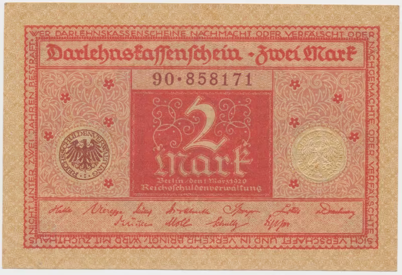 Německo, 2 Mark 1920, Ro.65b