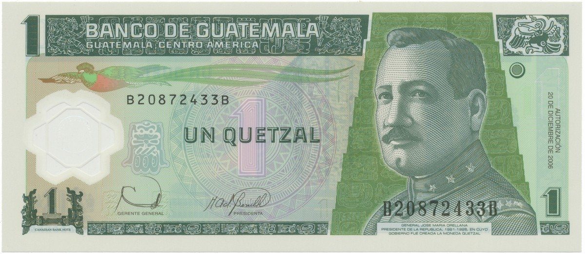 Guatemala, 1 Quetzal 2006, plastová, P.109