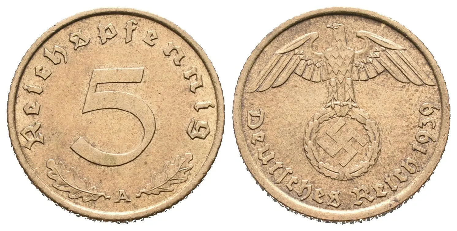 III. říše, 5 Pfennig 1939 A