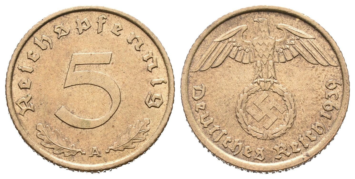 III. říše, 5 Pfennig 1939 A