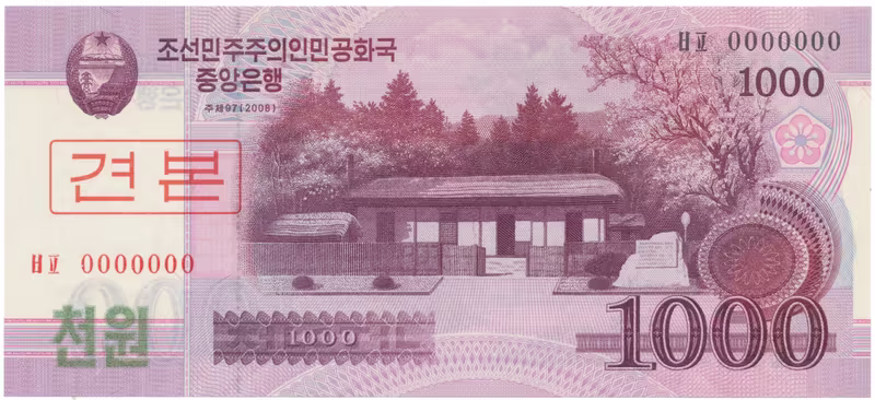 Severní Korea, 1000 Won 2008, anulát - SPECIMEN, P.64s