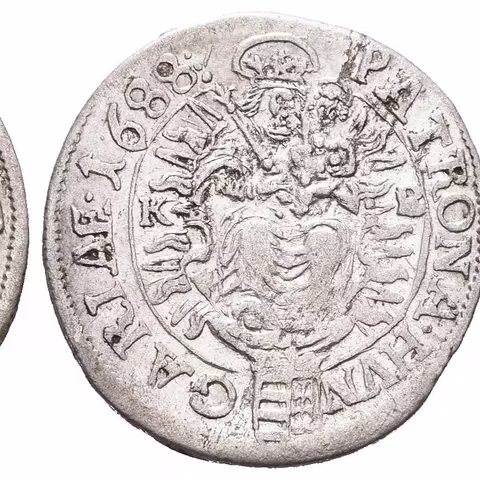 3 Krejcar 1688 KB, Kremnica, Husz.1466, patina, ned. a vada střížku