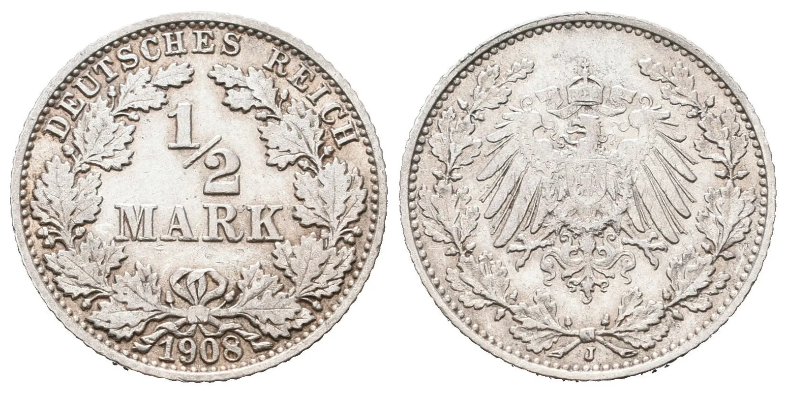 Německé císařství, 1/2 Marka 1908 J