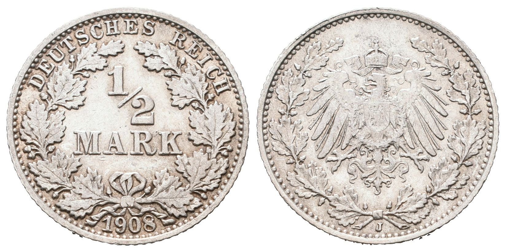 Německé císařství, 1/2 Marka 1908 J