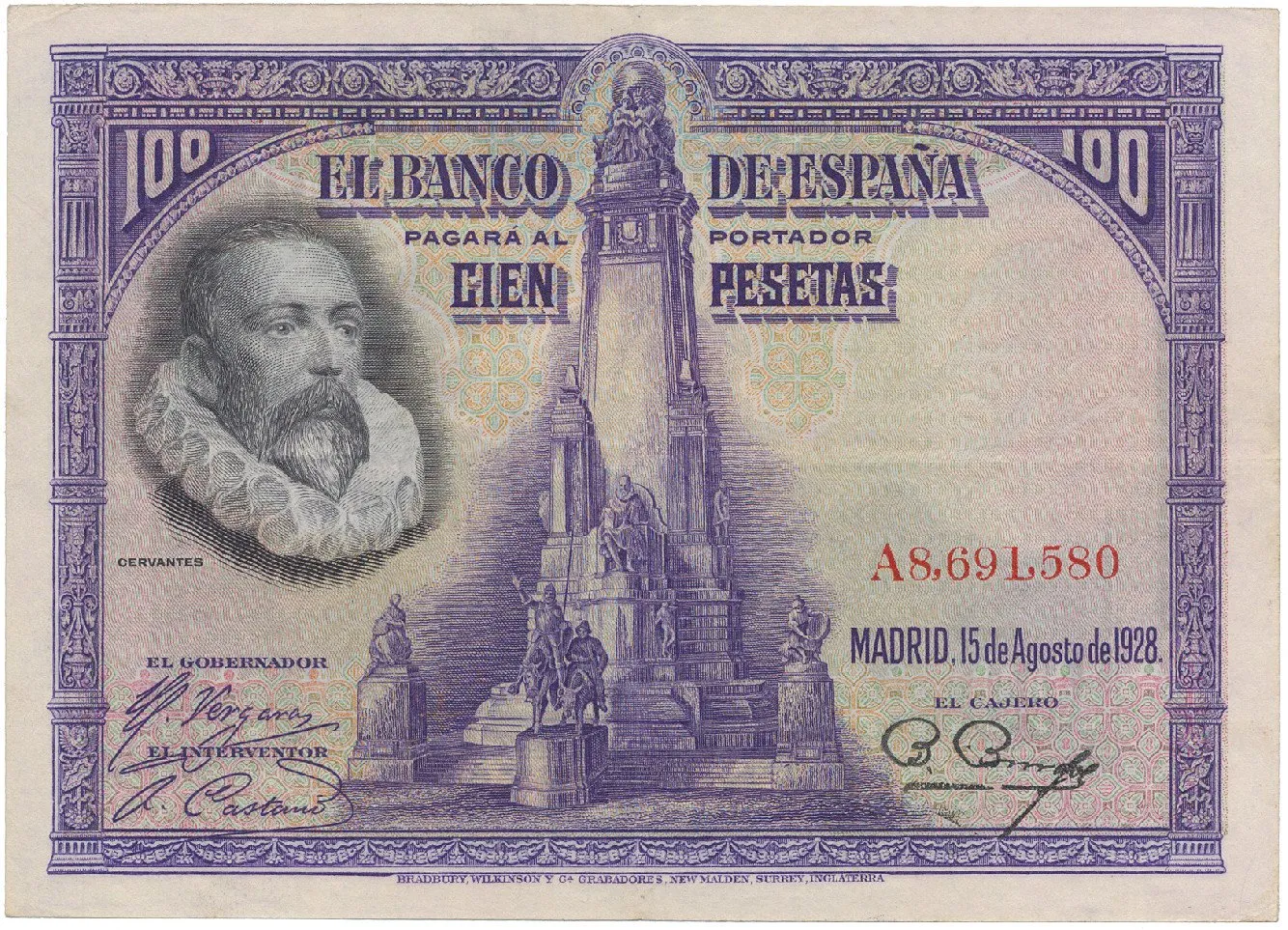 Španělsko, 100 Pesetas 1928, série A, P.76a