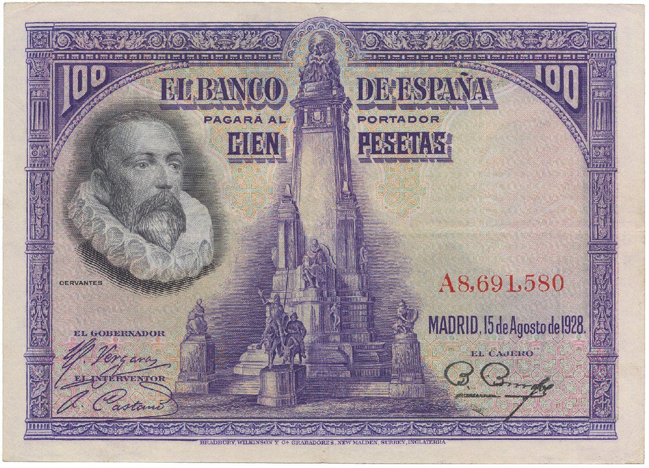 Španělsko, 100 Pesetas 1928, série A, P.76a