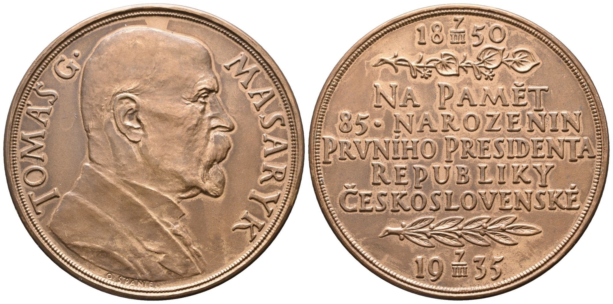 Španiel Otakar -  85. narozeniny TGM, 50 mm