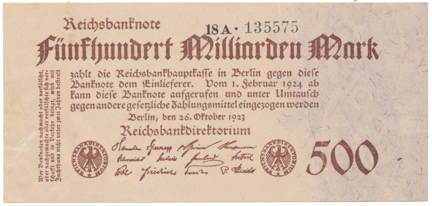 Německo, 500 Milliarden Mark 1923, Ro.124d