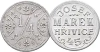Hřivice - Josef Marek, známka na chmel. Al 25 mm + — 2