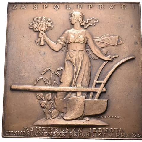 AE Plaketa b.l. - Záslužná plaketa Zemědělské jednoty čs. republiky v Praze,