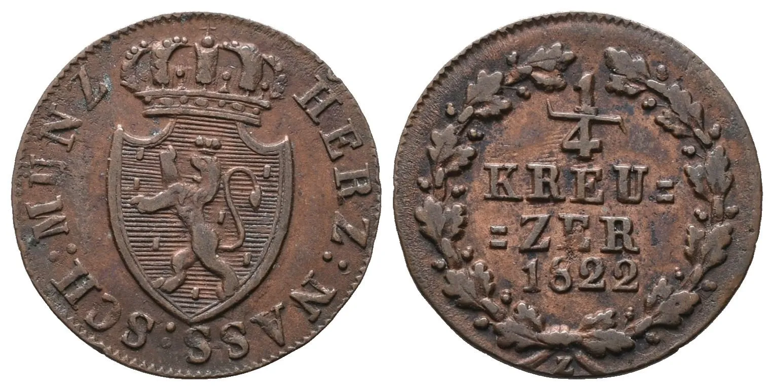 Nassau, 1/4 Krejcar 1822