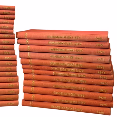 Numismatické listy 1949 -1967, 1968-1971 a 1973-1980, vázané ve 31 svazcích,