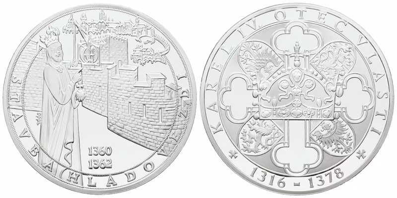 Stříbrná investiční medaile - Stavba Hladové zdi - Ag 24,5 g - 999/1000 + Certifikát