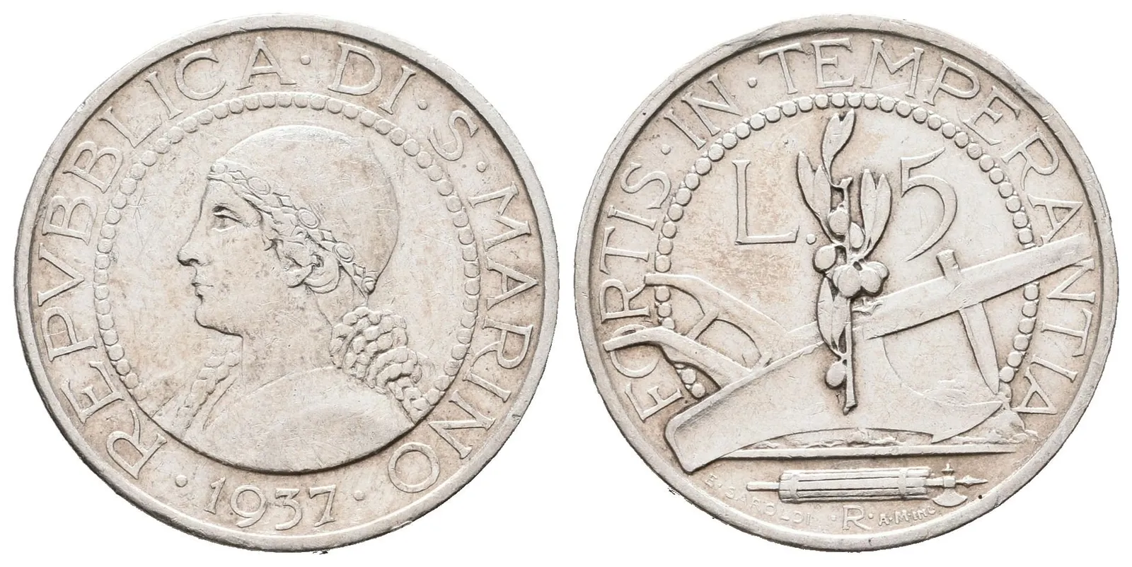 San Marino, 5 Lira 1937