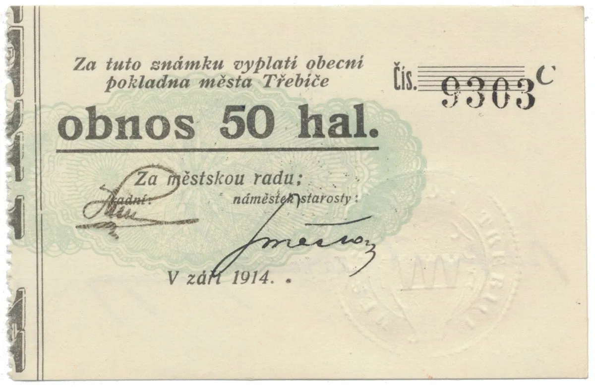 Třebíč - město, 50 hal září 1914, série C, HH.223.5.9c