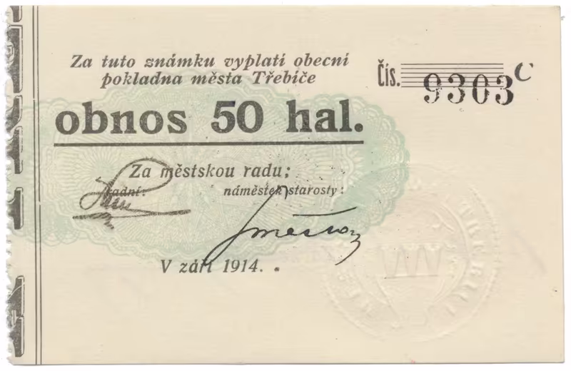Třebíč - město, 50 hal září 1914, série C, HH.223.5.9c
