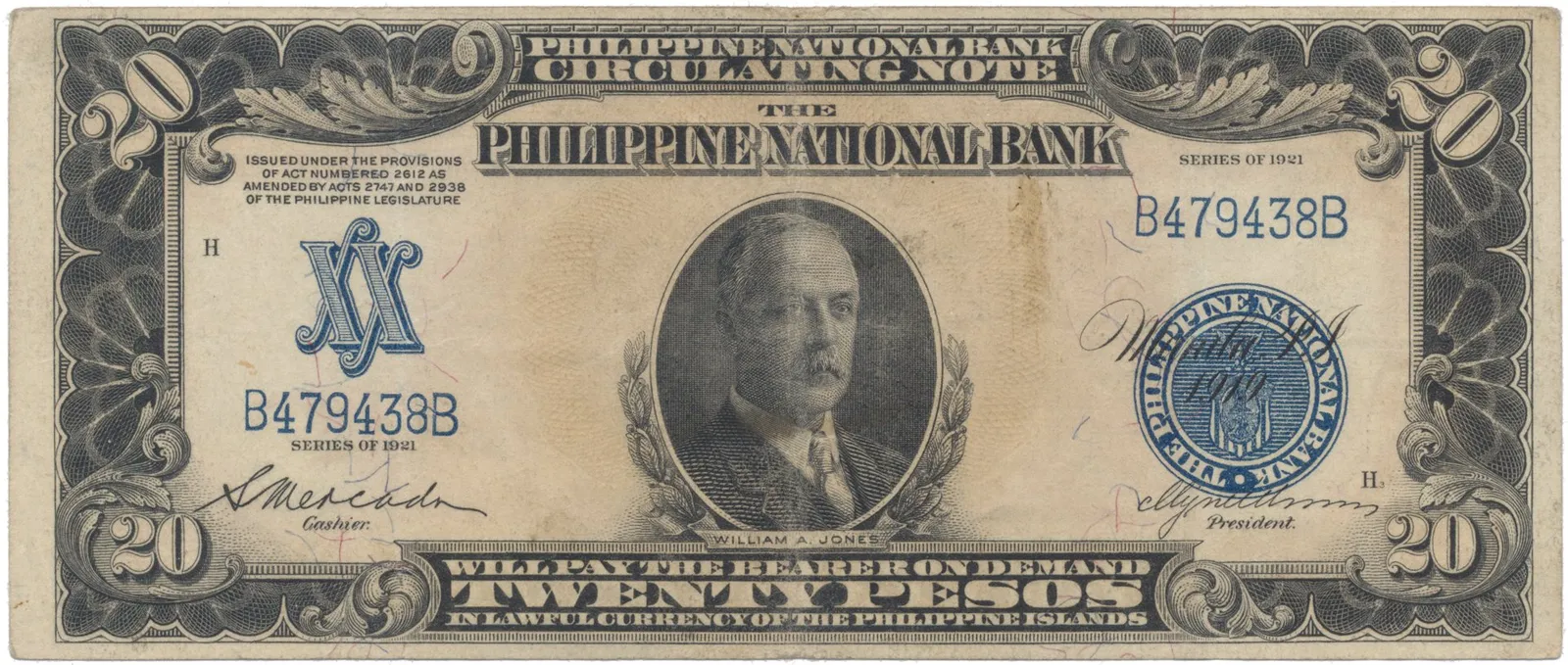 Filipíny, 20 Pesos 1921, P.55