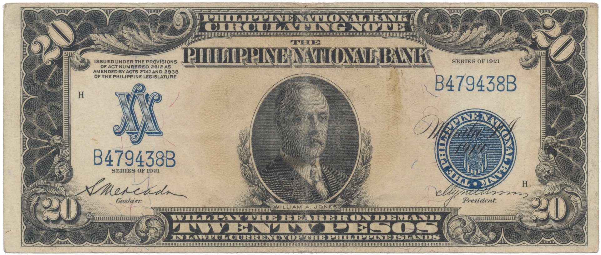 Filipíny, 20 Pesos 1921, P.55