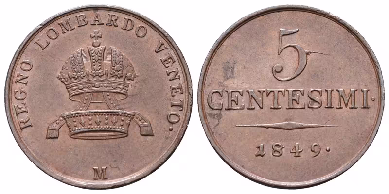 5 Centesimi 1849 M