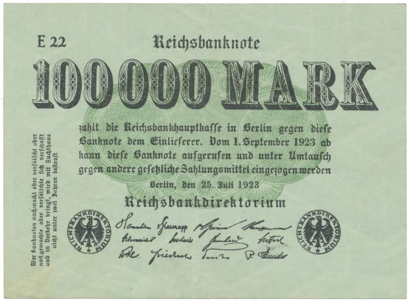 Německo, 100 000 Mark 1923, Ro.90a