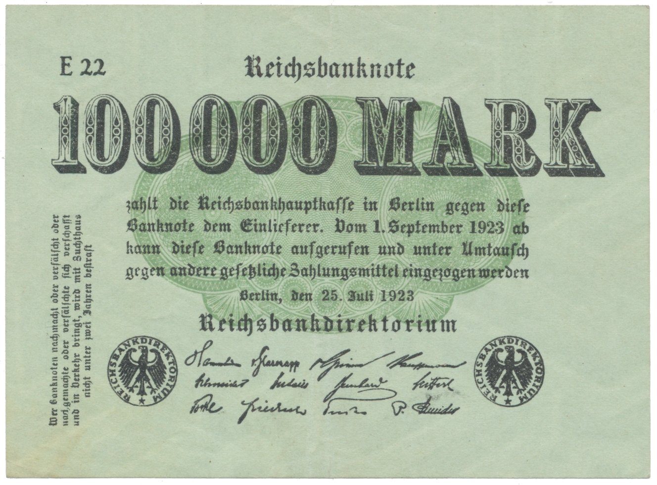 Německo, 100 000 Mark 1923, Ro.90a