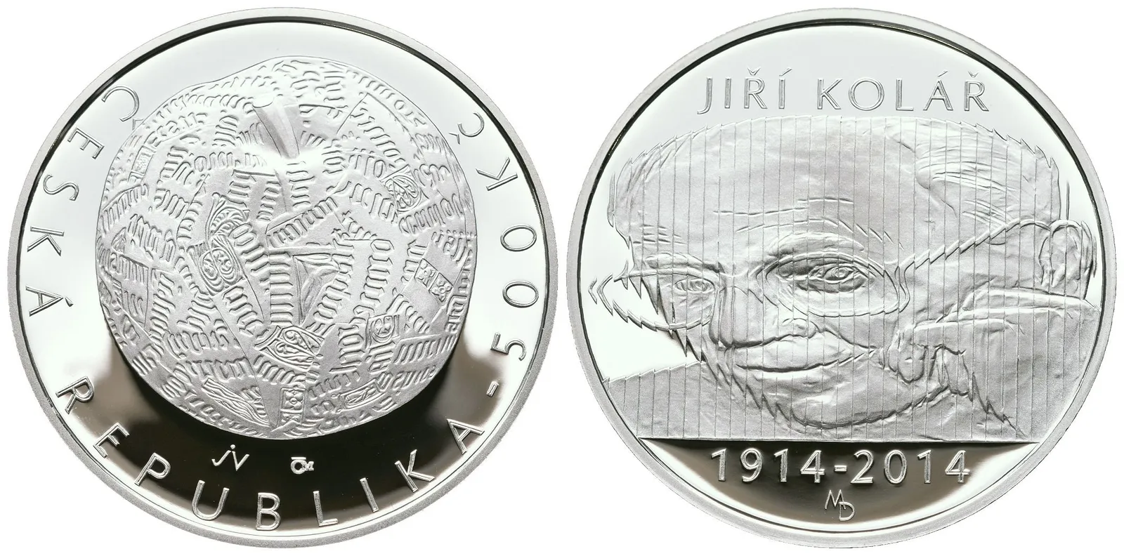 500 Kč 2014 - Jiří Kolář - PROOF bez certifikátu