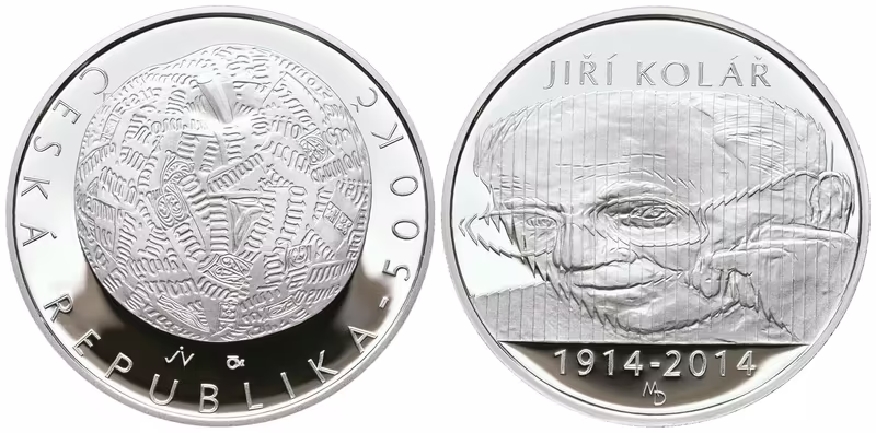 500 Kč 2014 - Jiří Kolář - PROOF bez certifikátu